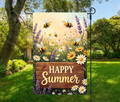 Happy Summer Bees & Wildflowers-12 × 18 Garden Flag (Single-Sided)