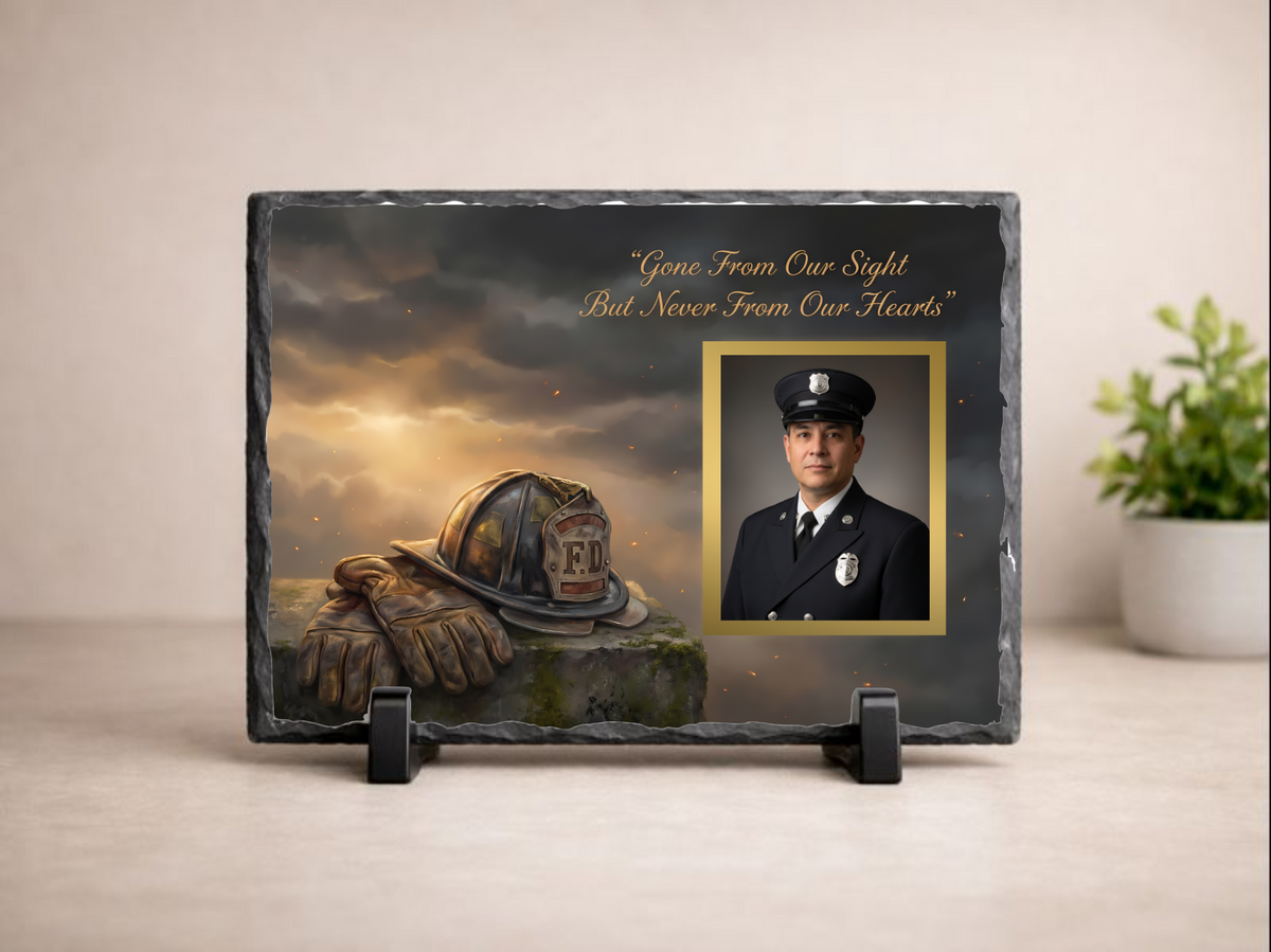 Gone From Our Sight Memorial Firefighter Photo Slate