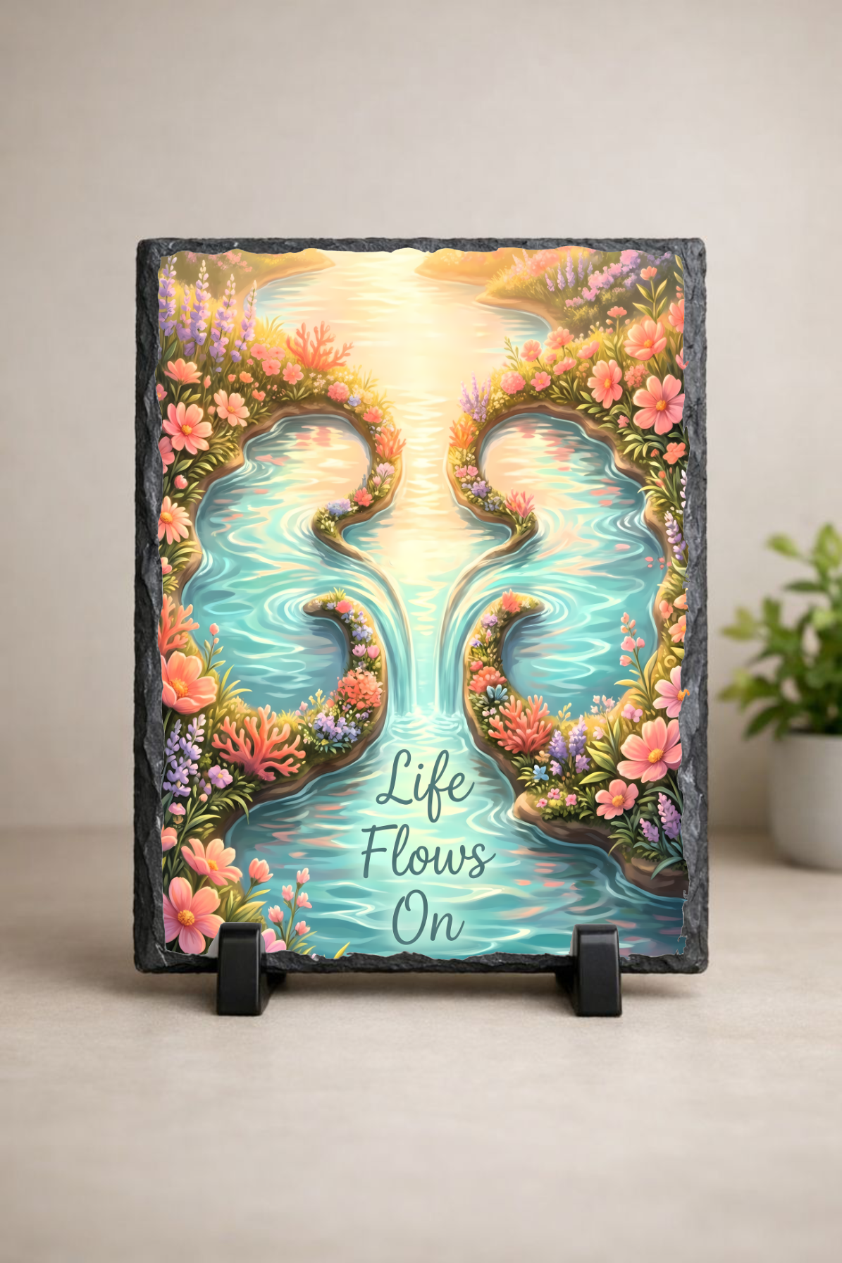 Life Flows On Inspirational Photo Slate