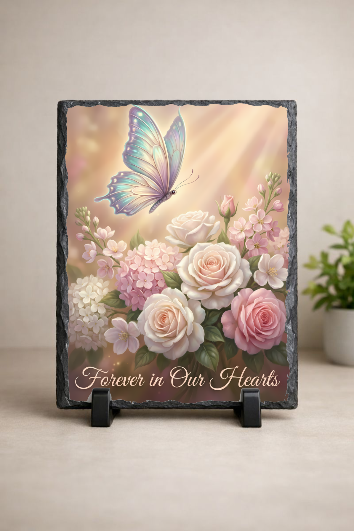 Forever in Our Hearts Butterfly Memorial Slate