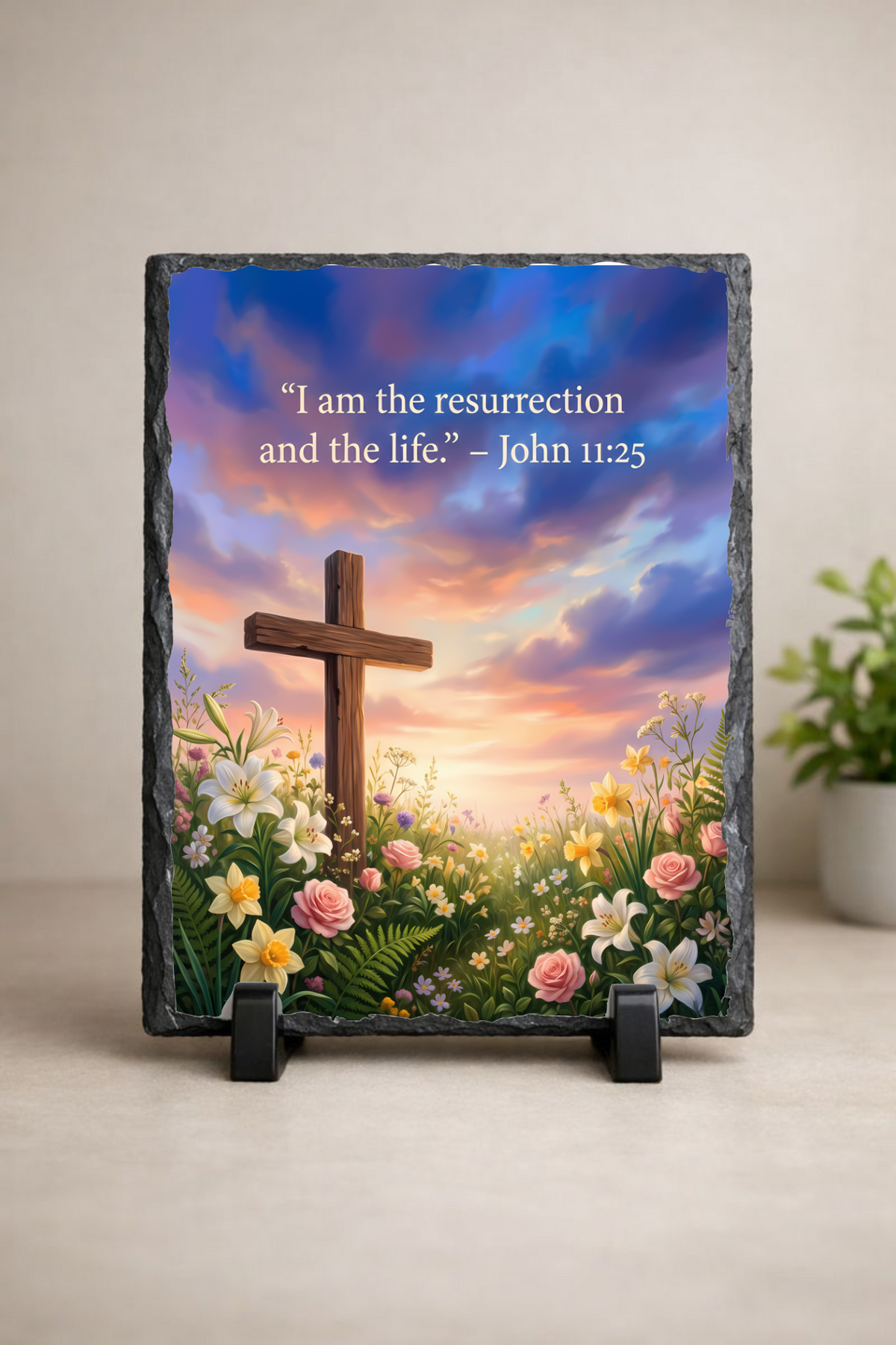 “I Am the Resurrection and the Life” Christian Scripture Slate – John 11:25