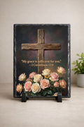 “My Grace Is Sufficient for You” – 2 Corinthians 12:9 Cross Scripture Slate