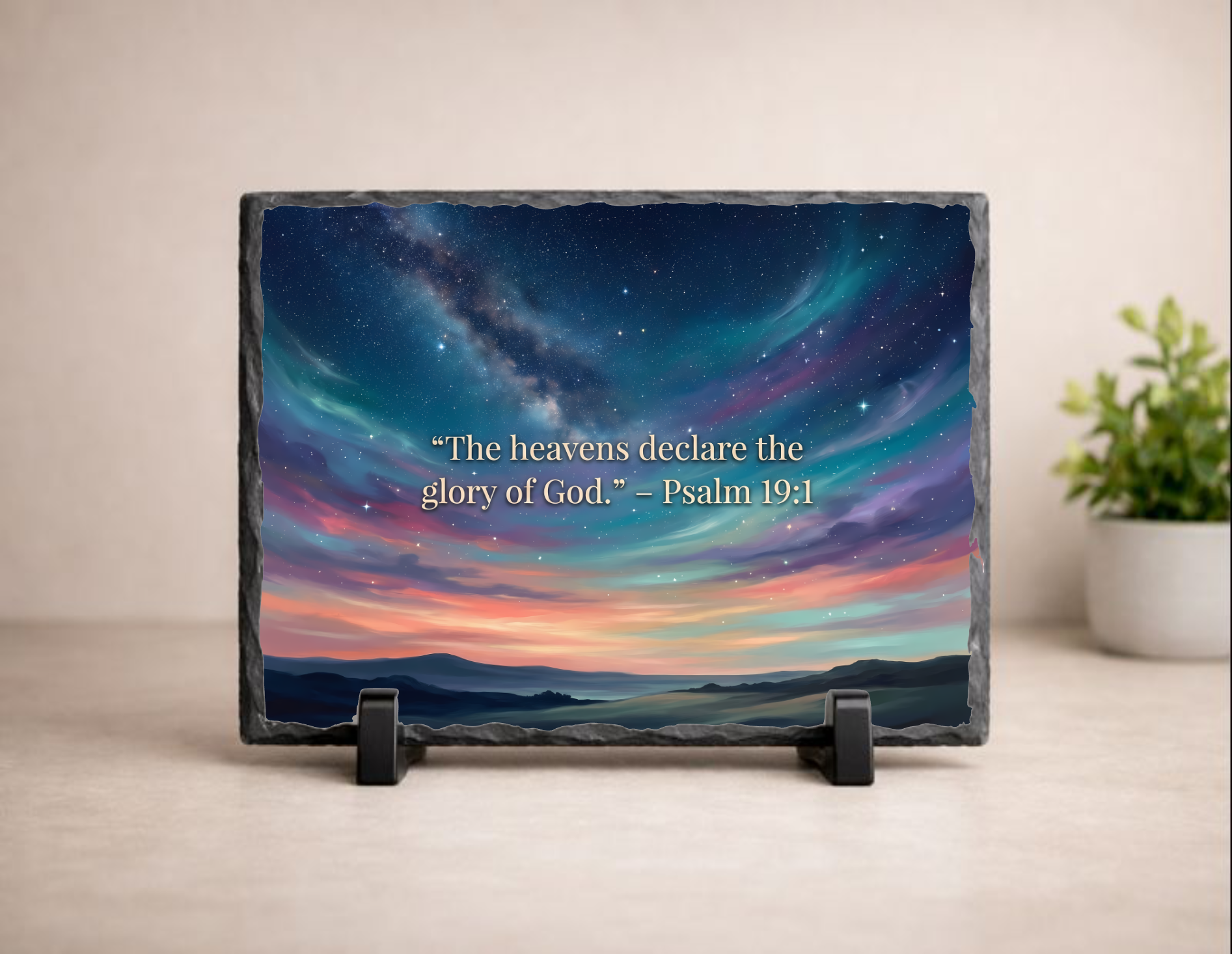 “The Heavens Declare the Glory of God” – Psalm 19:1 Night Sky Scripture Slate