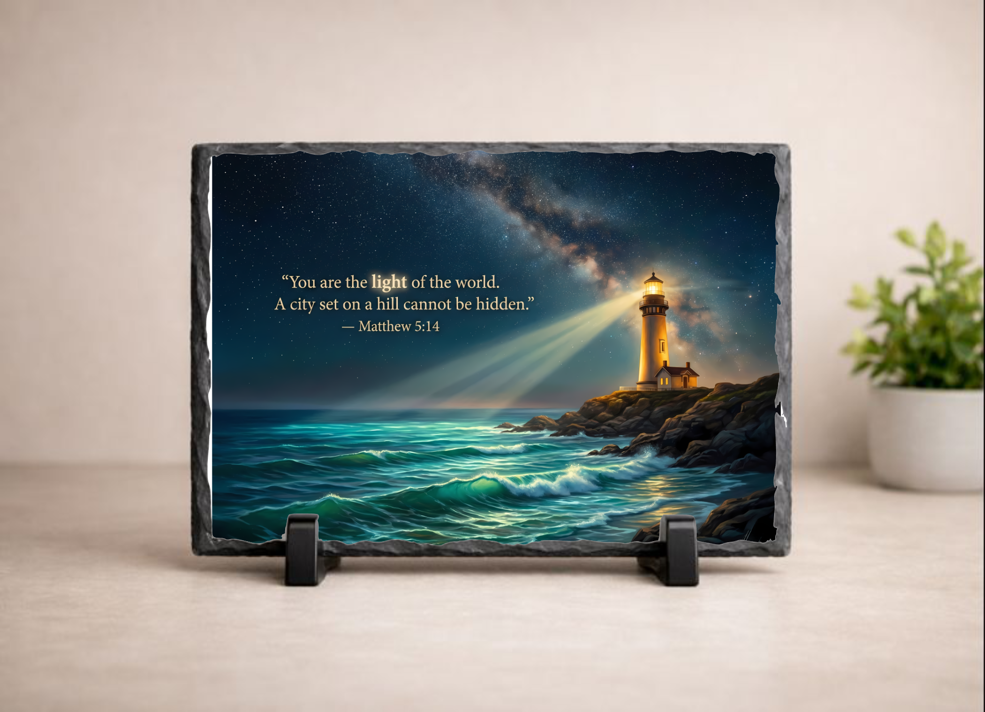 You Are the Light of the World Scripture Slate – Matthew 5:14 Christian Plaque