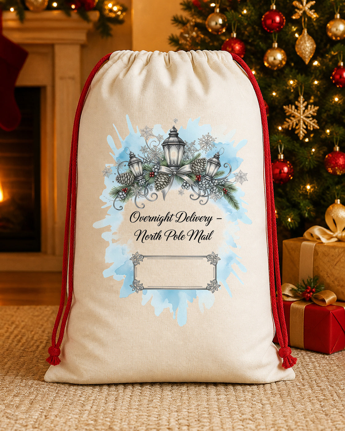 Winter Woodland Personalized Santa Sack canvas gift sack