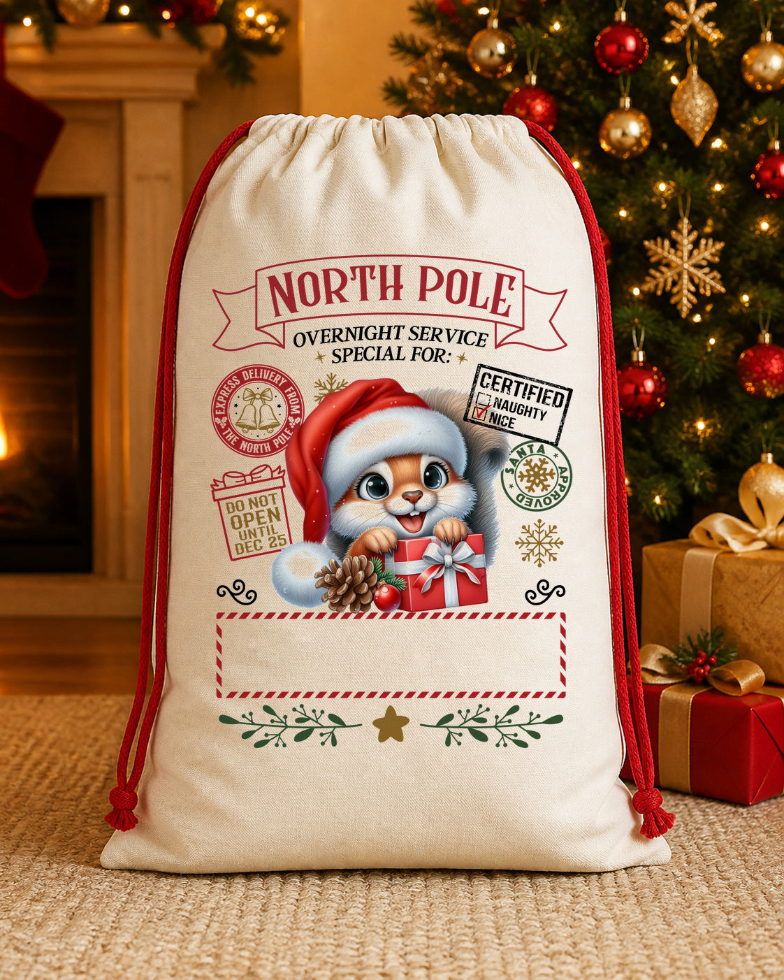 North Pole Snowman Friends Personalized Santa Sack canvas gift sack