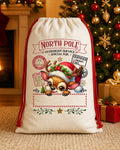 North Pole Reindeer Personalized Santa Sack canvas gift sack