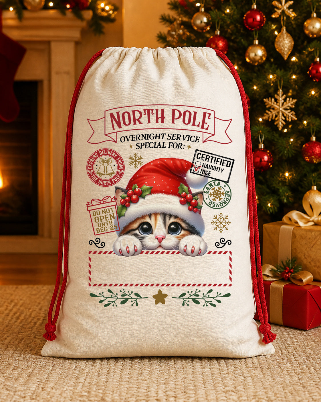 North Pole Polar Bear Personalized Santa Sack canvas gift sack