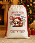 North Pole Woodland Deer Personalized Santa Sack canvas gift sack