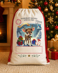 Christmas Puppies Personalized Santa Sack canvas gift sack