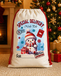 Snowman Special Delivery Personalized Santa Sack canvas gift sack