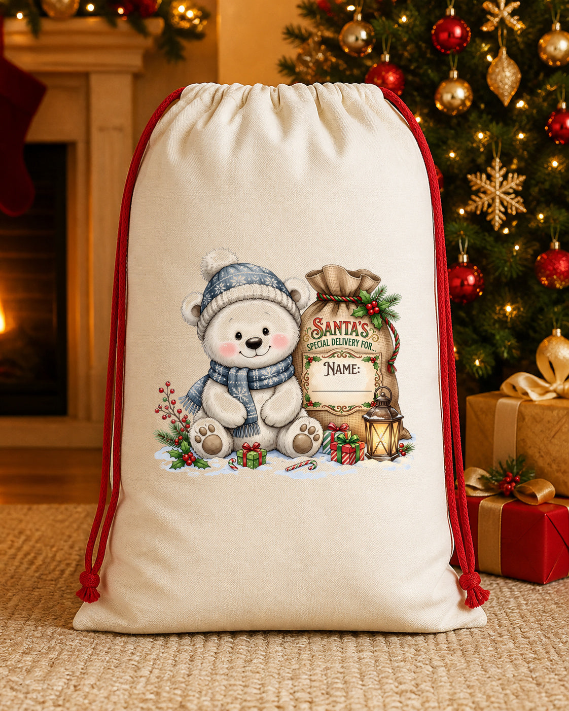 Winter Snowman Friends Personalized Santa Sack canvas gift sack