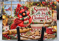 Seasoned With Joy & Christmas Cheer Cardinal Glass Cutting Board
