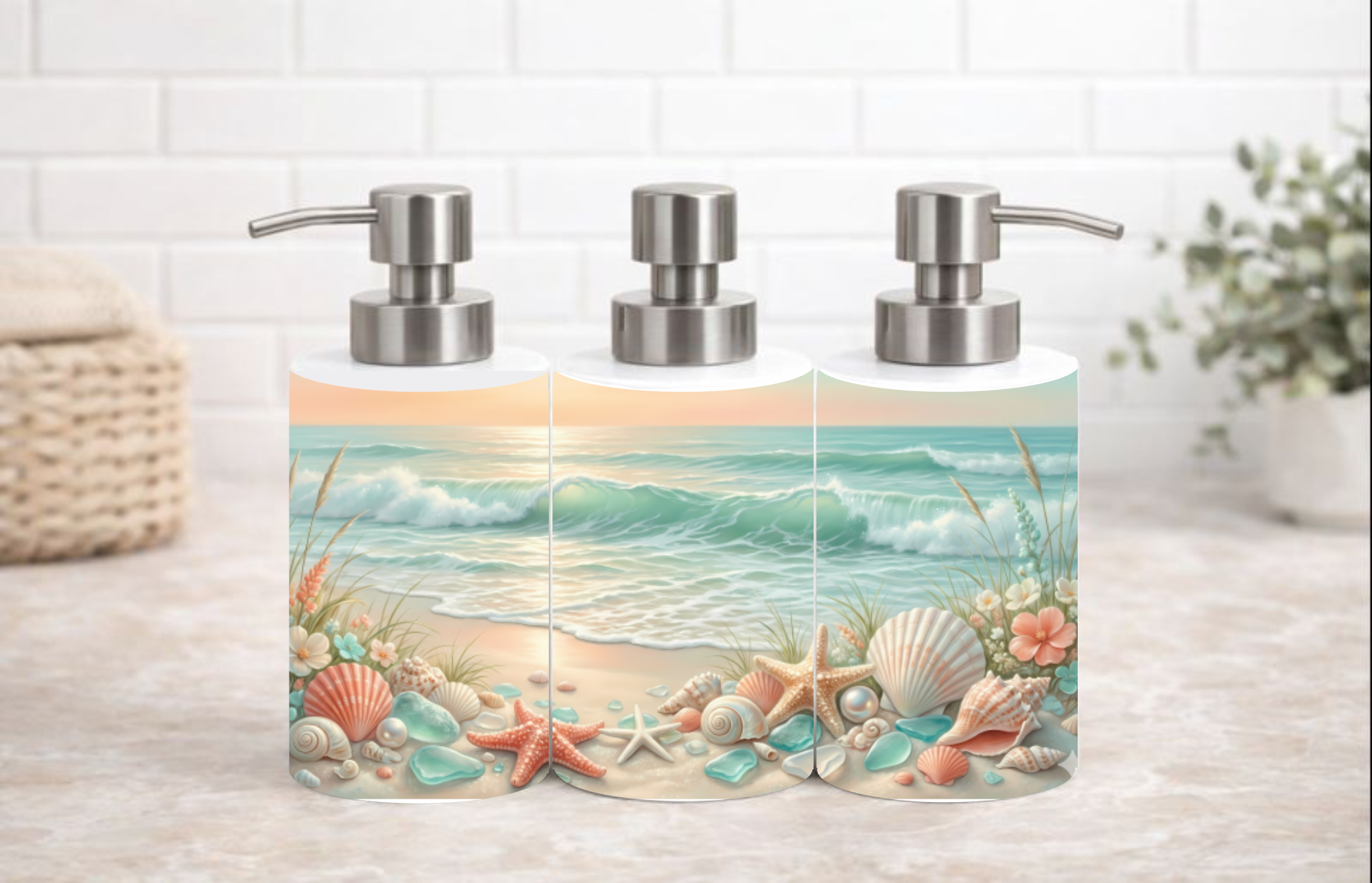 Seaside Shells Coastal Soap & Lotion Dispenser  – 18 oz