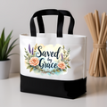 Saved by Grace Floral Tote Bag