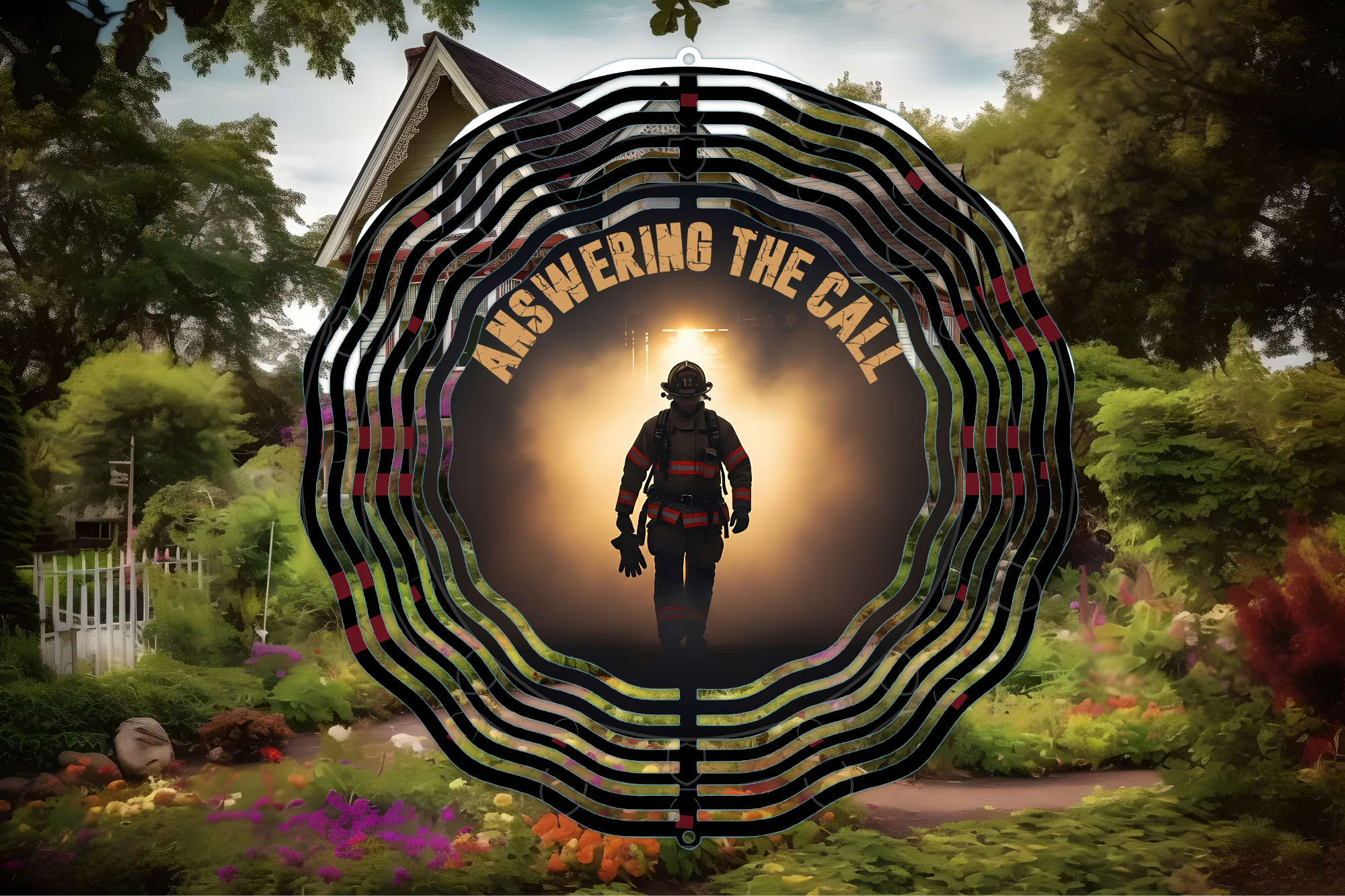 Answering the Call Firefighter Wind Spinner – Firefighter Tribute Decor