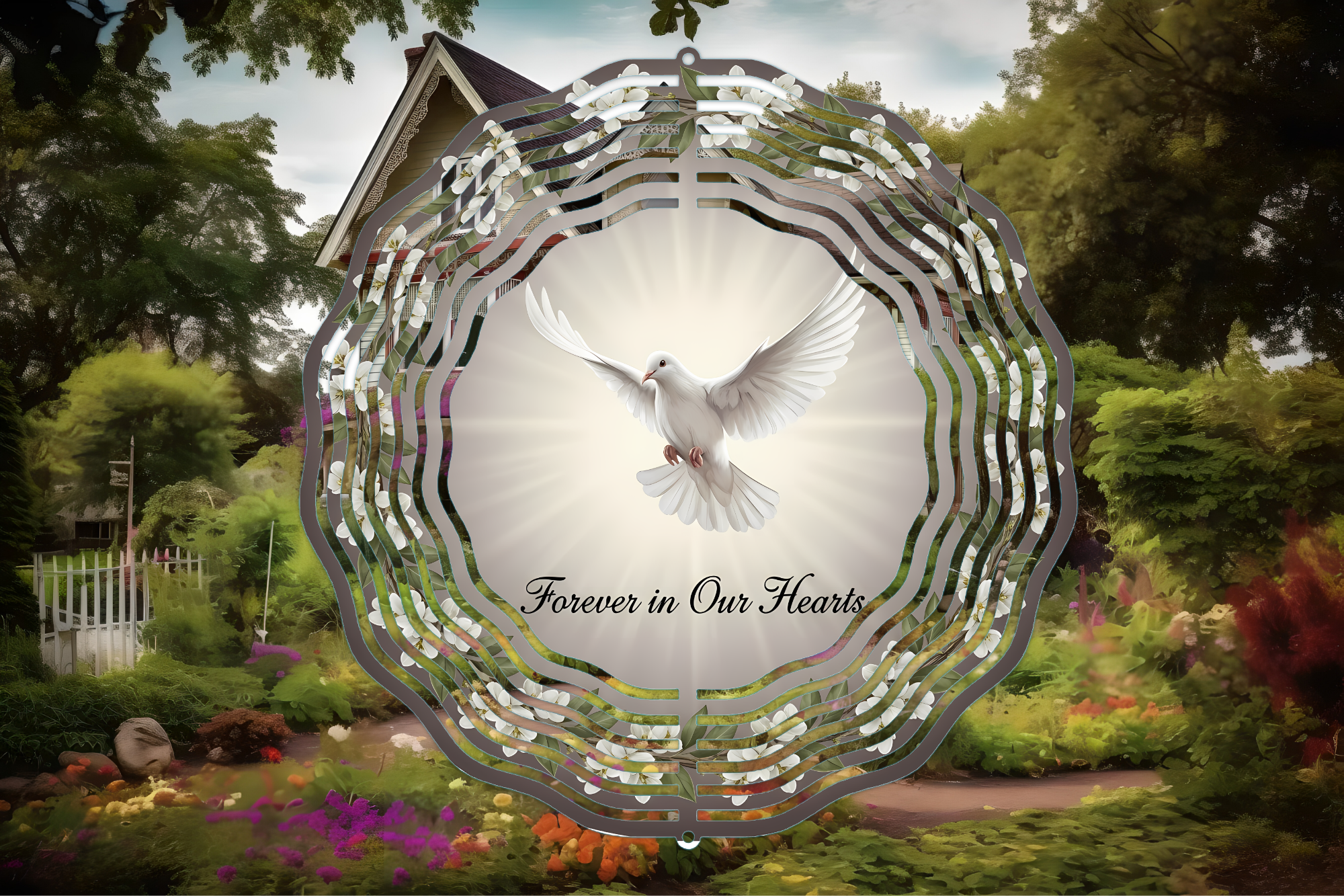 Memorial Wind Spinner – Forever In Our Hearts Dove Garden Wind Spinner Sympathy Gift