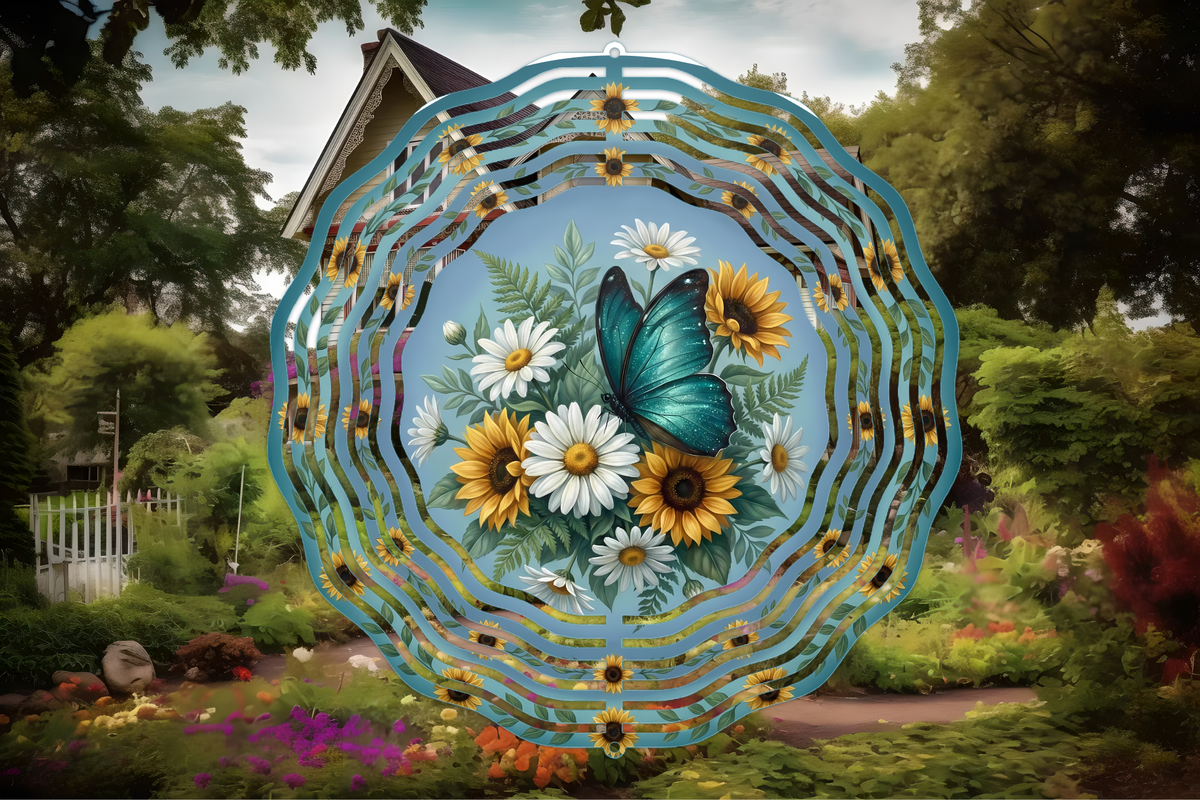 Butterfly & Wildflower Wind Spinner – Garden Floral Decor