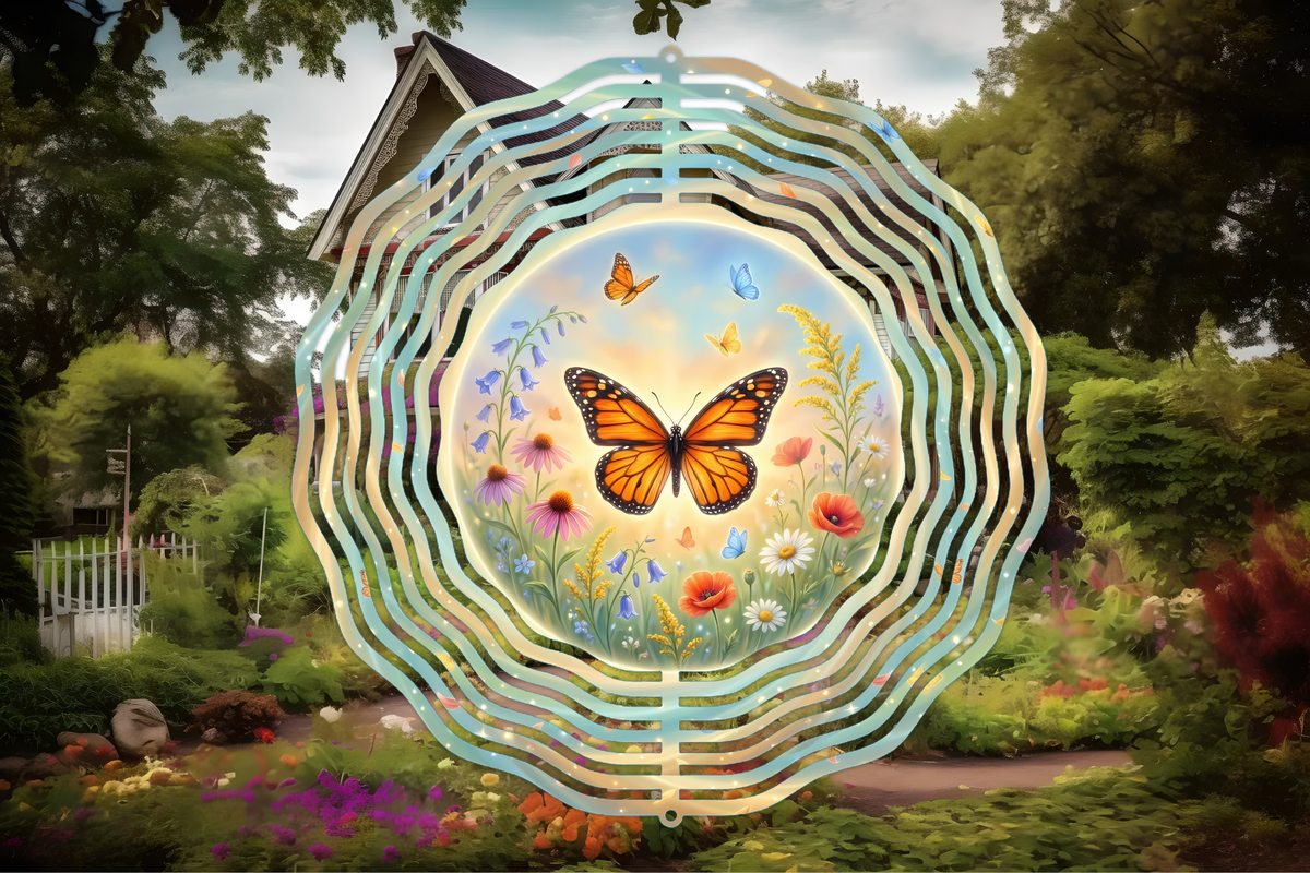 Butterfly Wind Spinner – Colorful Butterfly Wildflower Garden Wind Spinner Outdoor Decor