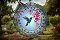 Hummingbird & Hibiscus Wind Spinner – Colorful Garden Decor
