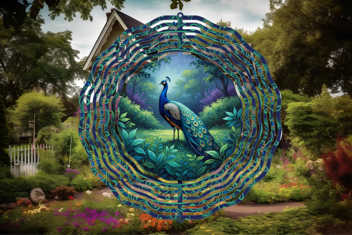Majestic Peacock Wind Spinner – Elegant Garden Yard Decor