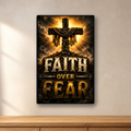 Faith Over Fear Eagle aluminum sign in a room mockup