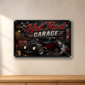 Hot Rod Garage aluminum sign in a room mockup