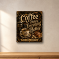 Coffee Makes Everything Better aluminum sign in a room mockup