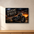 Ride Free Motorcycle aluminum sign in a room mockup
