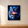 Blue Tiger aluminum sign in a room mockup