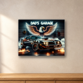 Dad’s Garage Muscle Car aluminum sign in a room mockup