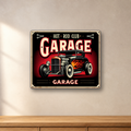 Hot Rod Motor Club Garage aluminum sign in a room mockup