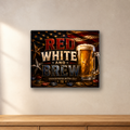 Red White and Brew aluminum sign in a room mockup