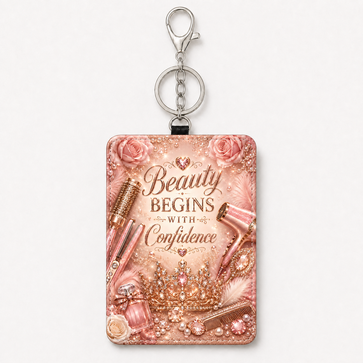Beauty Begins Within floral ID holder