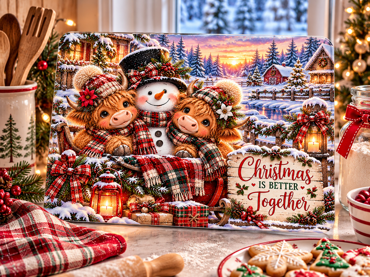 Christmas Is Better Together festive kitchen cutting board mockup