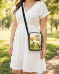 Sending Sunshine and Smiles Turtle Crossbody Purse shown worn as an over-the-shoulder purse
