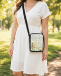 Hopping for the Best Frog Crossbody Purse shown worn as an over-the-shoulder purse