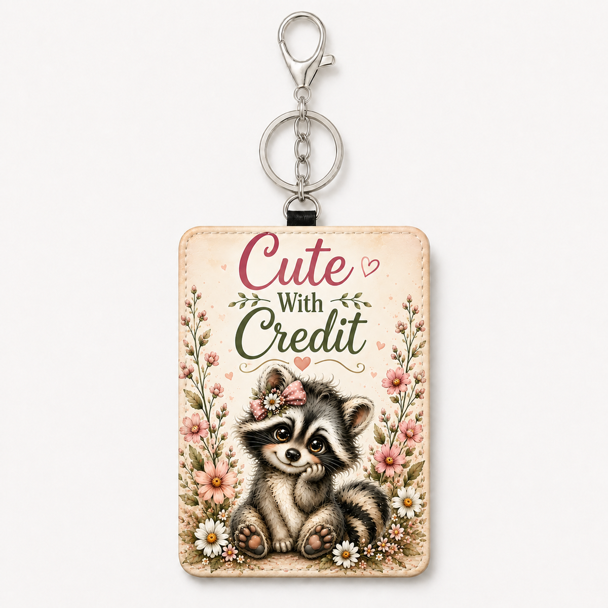 Cute With Credit raccoon ID holder