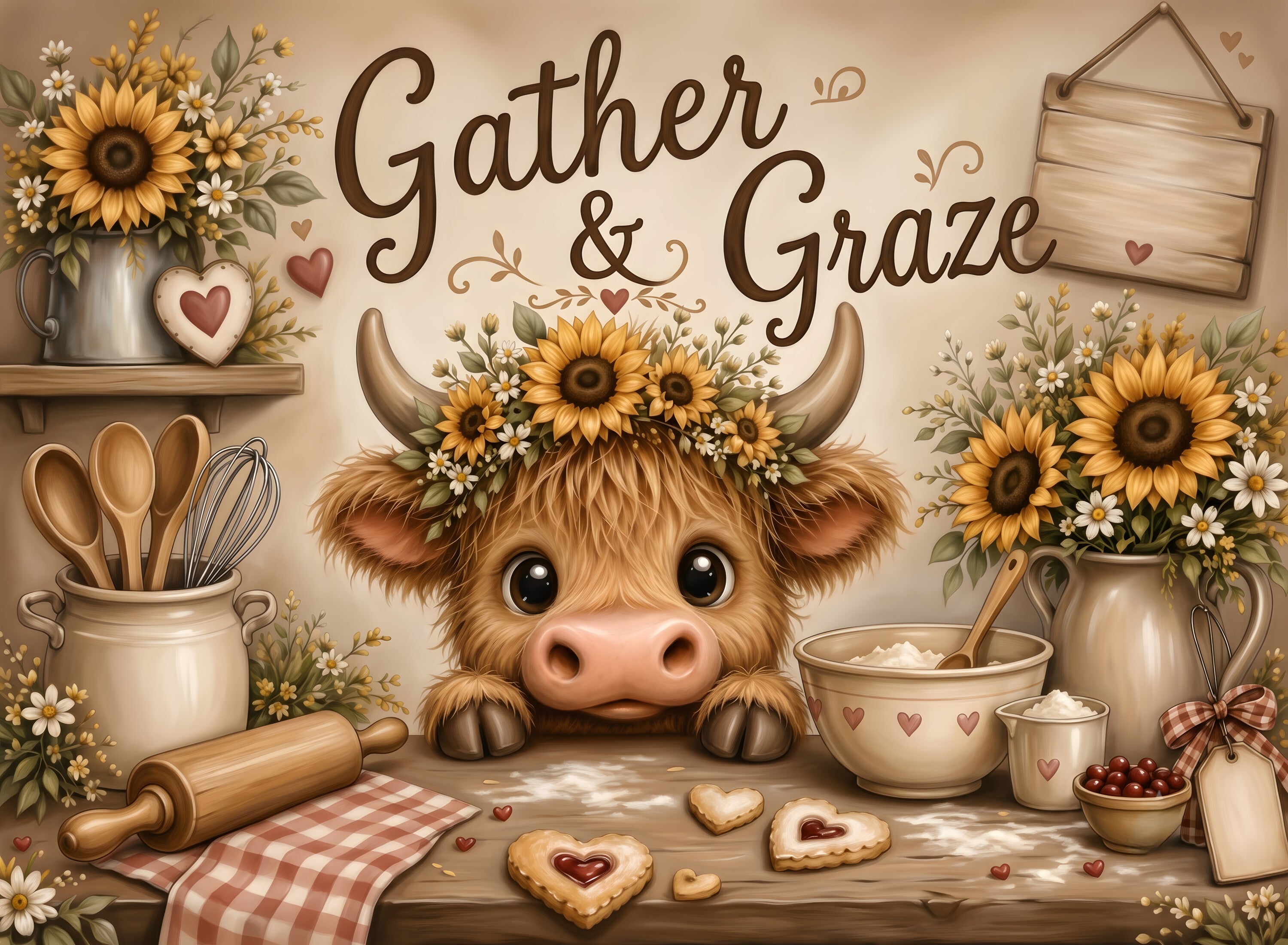 Gather & Graze Highland Cow glass cutting board