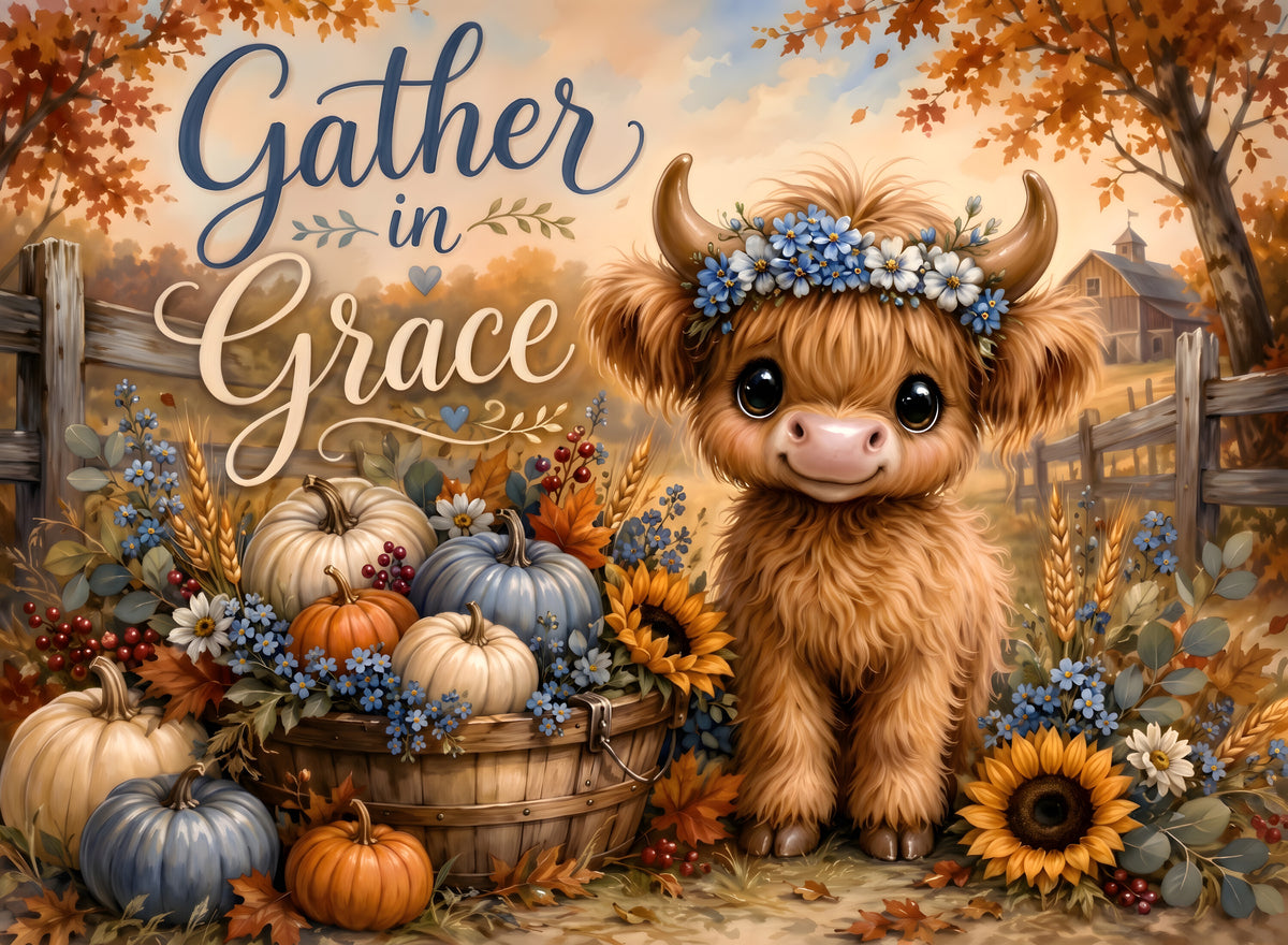 Gather in Grace Highland Cow glass cutting board