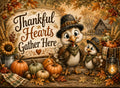 Thankful Hearts Gather Here turkey glass cutting board
