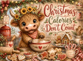 Christmas Calories Don't Count Highland Cow glass cutting board