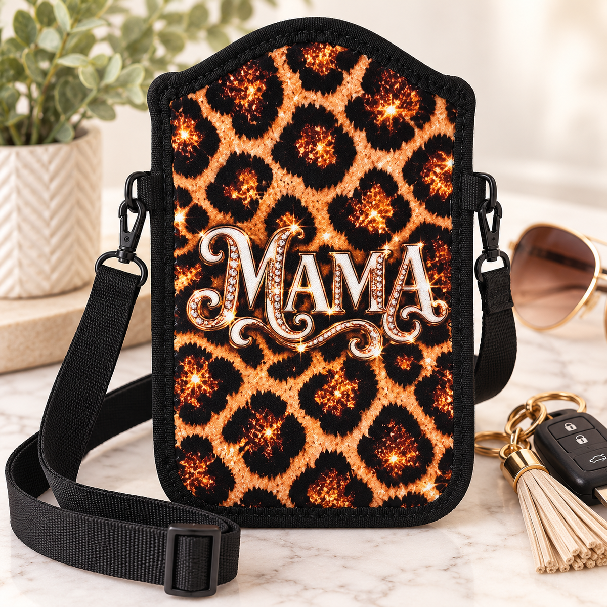 MAMA Leopard Print Cellphone Crossbody Purse – Sparkle Design
