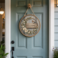 Welcome floral wreath door round