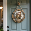 Snowman winter welcome Christmas door round