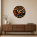 12 inch glass wall clock honoring firefighters with fire rescue imagery and American flag