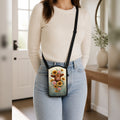 Highland cow sunflower and rose floral cellphone purse