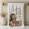 16 x 24 Christian kitchen towel with hedgehog and Philippians 4:13