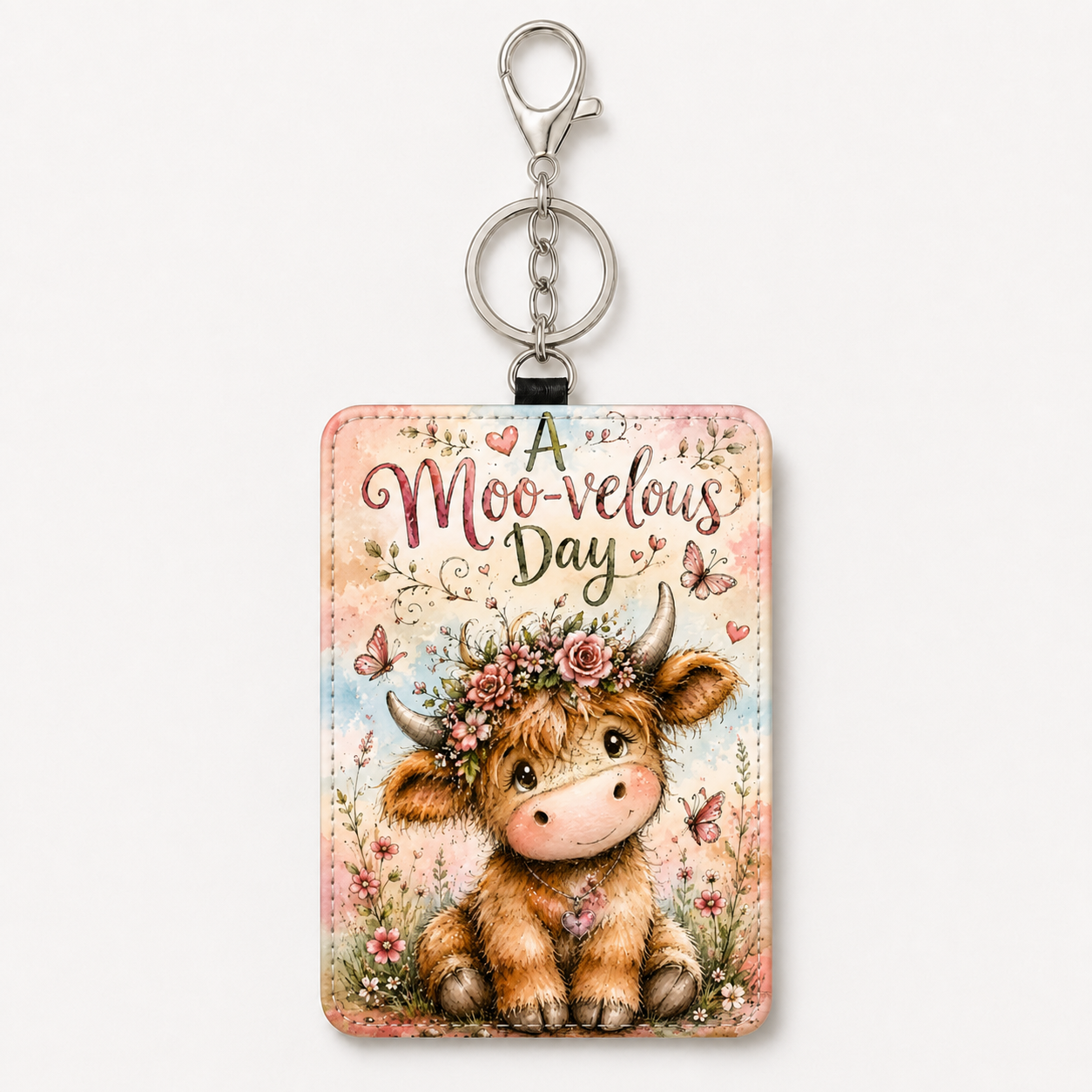 A Moo-velous Day Highland cow ID holder