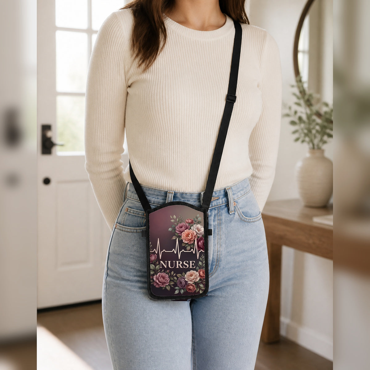 Nurse floral cellphone purse
